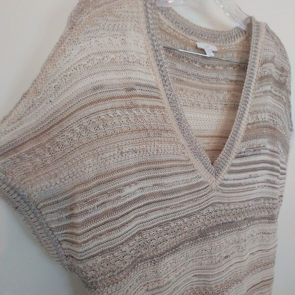 J. JILL Women V-neck Sweater  Cream Tan Knit Short Sleeve Size XL - Picture 3 of 7